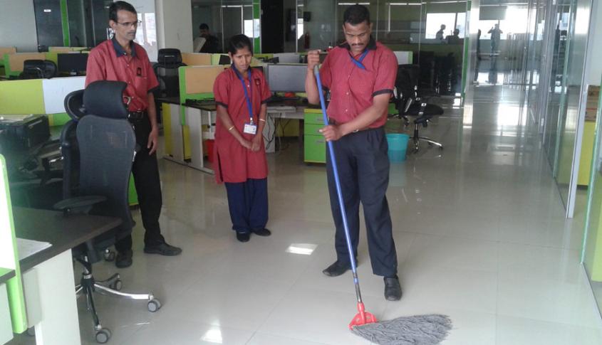 Demo of floor cleaning