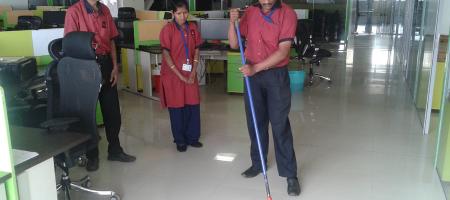 Demo of floor cleaning